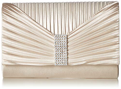 Jessica McClintock Women's Alexis Pleated Flap with Rhinestones, Champagne