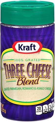 Kraft 100% Grated Three Cheese Blend Shaker (8 oz Bottle- Package May Vary)