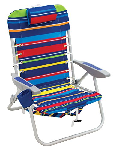 Rio Brands 4-Position Backpack Lace-Up Suspension Folding Beach Chair, Multi Stripe