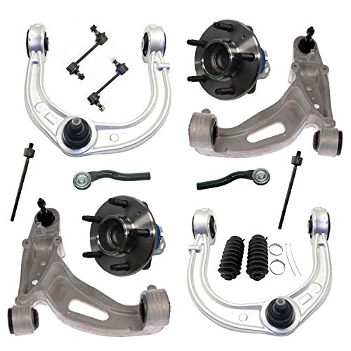 Detroit Axle Replacement for Cadillac CTS - RWD w/Soft Ride Suspension Front Upper Lower Control Arms w/Ball Joint, Sway Bar Link Inner Outer Tie Rod w/Boot & Wheel Bearing Hub - 14pc Set