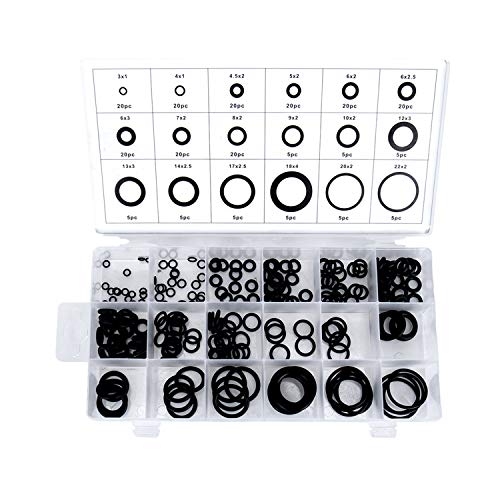 OCGIG 225 Pcs 18 Sizes Rubber O-Ring Sealing Gasket Washer Seal Assortment Set