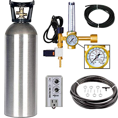 Grow Crew Hydroponic CO2 Enrichment Kit | Includes 20 lb Aluminum CO2 Tank, Carbon Accelerator C02 Regulator, Spartan Series Repeat Cycle Timer, and a Active Air Rain System to Shower Your Plants