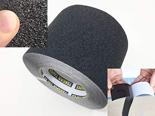 Teegan Tapes Heavy Duty Anti Slip Traction Tape, 4 Inch x 30 Foot Grip Tape Grit Non Slip, for Outdoor/Indoor, Non Skid Treads, High Traction Friction Abrasive Adhesive Stairs Step - Black