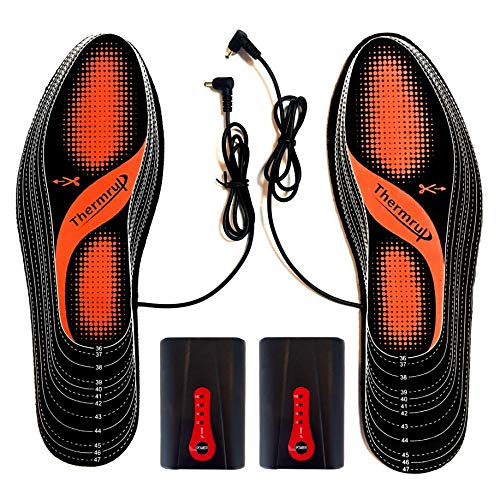 Thermrup Electric Heated Insoles Far Infrared (FIR) Foot Warmers Rechargeable Li-Ion Battery(4 Temperature Settings) Size 4.5-14, High Temperature