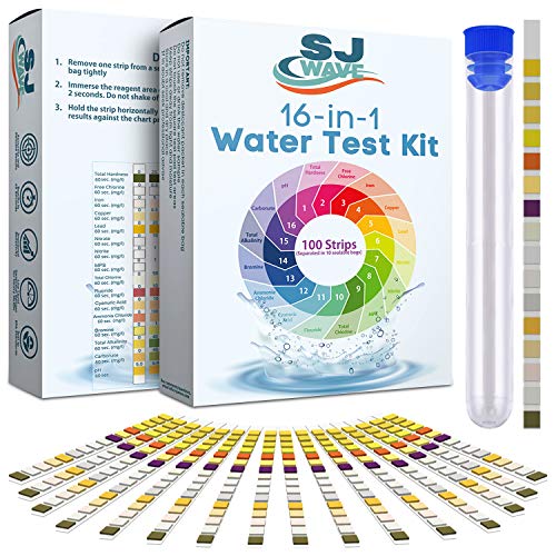 16 in 1 Drinking Water Test Kit | Hard Water Quality Tester for Aquarium, Pool, Spa, Well & Tap Water | High Sensitivity Test Strips detect pH, Hardness, Chlorine, Lead, Iron, Copper, Nitrate, Nitrite