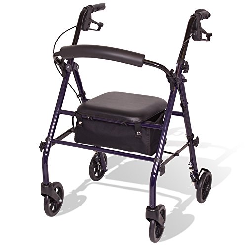 Carex Steel Rollator Walker with Seat and Wheels - Rolling Walker for Seniors - Walker Supports 350lbs, Foldable, For Those 5'0' to 6'1'