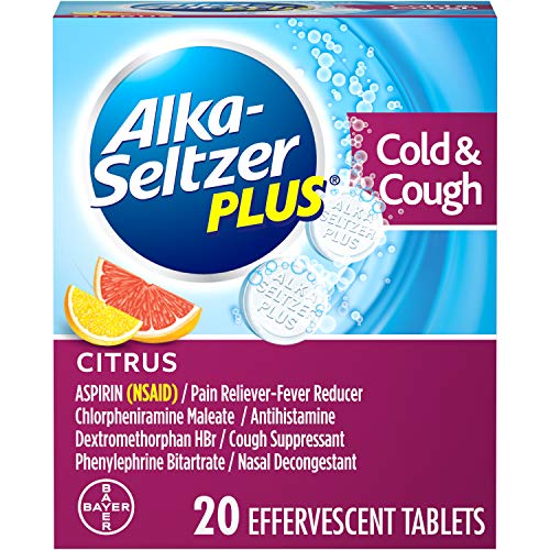 Alka-Seltzer Plus Severe Cold & Flu Medicine, Citrus Effervescent Tablets with Pain Reliever/Fever Reducer, Antihistamine, Cough Suppressant, Nasal Decongestant, 20 Count