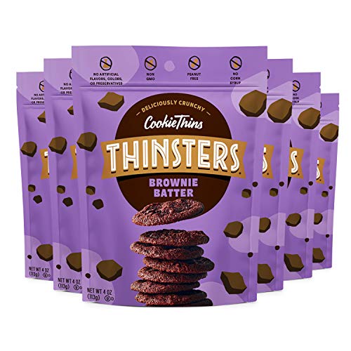 Thinsters Cookies, Brownie Batter, 4 Ounce (Pack of 6), Non GMO