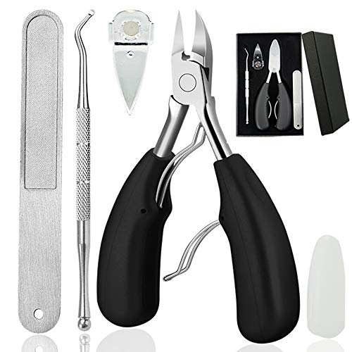 4PCS Toe Nail Clipper for Ingrown or Thick Toenails,Toenails Trimmer and Professional Podiatrist Toenail Nipper for Seniors with Surgical Stainless Steel Surper Sharp Blades Soft Grip Handle WANMAT