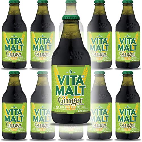 Vita Malt Ginger, Non-Alcoholic Malt Beverage, 11.2oz Glass Bottle (Pack of 10, Total of 110 Fl Oz)
