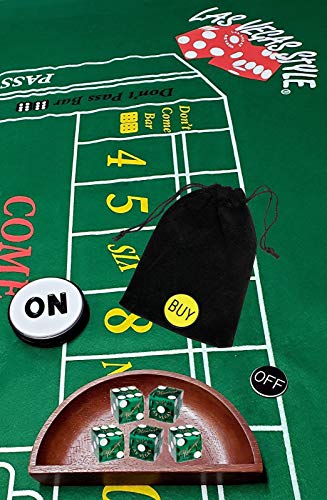 Cyber-Deals Craps Starter Kit Sets, Featuring Authentic Las Vegas Casino Table-Played Dice (Flamingo (Green Polished))