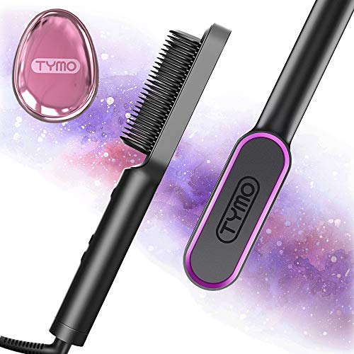 TYMO RING Hair Straightener Brush – Hair Straightening Iron with Built-in Comb, 20s Fast Heating & 5 Temp Settings & Anti-Scald, Perfect for Professional Salon at Home