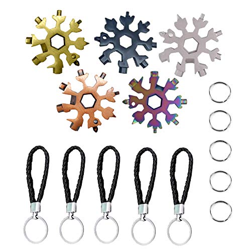 2020 New Upgrade Snowflake Multitool 18 in 1 Portable Multifunction Wrench Bottle Opener Easy N Genius Stainless Steel Snowflake Tool (A+B+C+D+E)