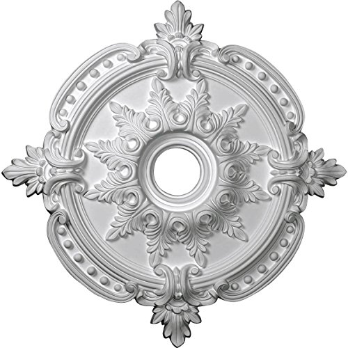 Ekena Millwork CM28BE Benson Classic Ceiling Medallion, 28 3/8'OD x 3 3/4'ID x 1 5/8'P (Fits Canopies up to 6 1/2'), Factory Primed