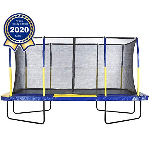 Upper Bounce 9' X 15' Gymnastics Style, Rectangular Trampoline Set with Premium Top-Ring Enclosure System - Blue/Yellow