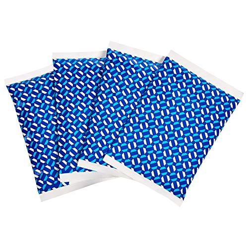 AmazonBasics Reusable Flexible Soft Sided Ice Pack, 6.7' X 4.3', Blue, Pack of 4