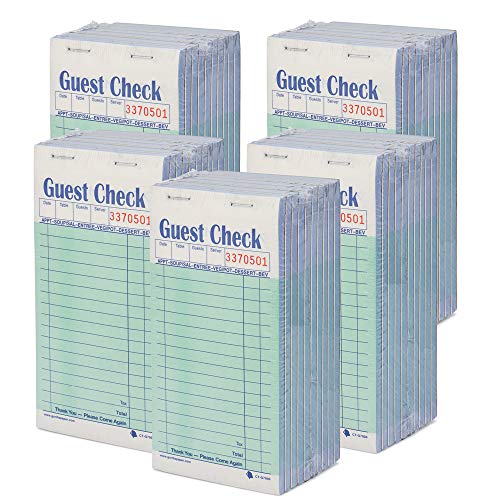 Guest Check CT-G7000 2 Part Carbonless, Perforated, Green, 3.4' x 6.73' Qty: 2500 (5pkg, 50 of 10 Books)