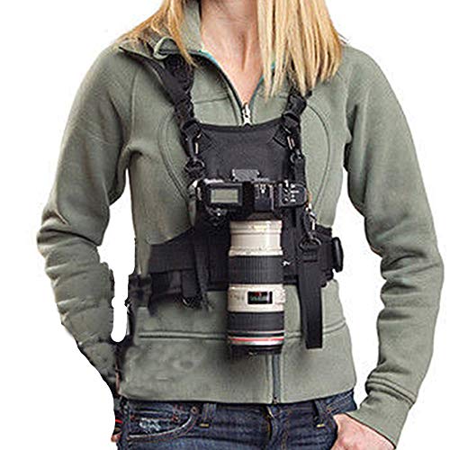 Nicama Camera Strap Carrier Chest Harness Vest with Mounting Hubs & Backup Safety Straps for Hiking Canon 6D 5D2 5D3 Nikon D800 D810 Sony A7S A7R A7S2 Sigma Olympus DSLR Cameras