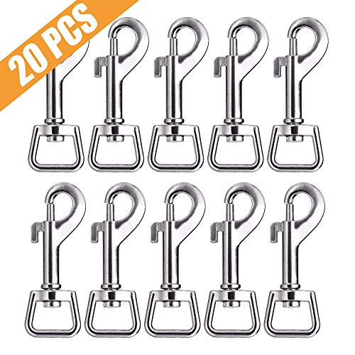 Swivel Snap Hooks, Lucky Goddness 20pcs Metal Heavy Duty Square Eye Clasp Buckle Trigger Clip Multipurpose- Best for Spring Pet Buckle, Key Chain for Linking Dog Leash Collar, Handmade Crafts Project