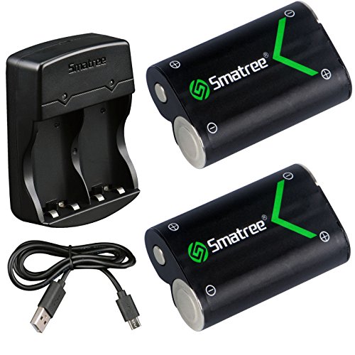Smatree Rechargeable Battery Compatible for Xbox One/Xbox One S/Xbox One X/Xbox One Elite Wireless Controller, 2 Pack Batteries with Charger