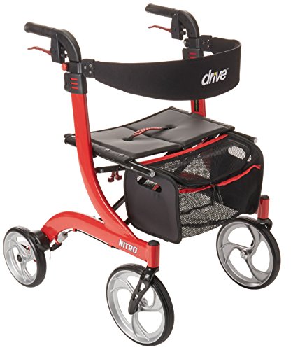 Drive Medical RTL10266 Nitro Euro Style Rollator Walker, Standard Height, Red
