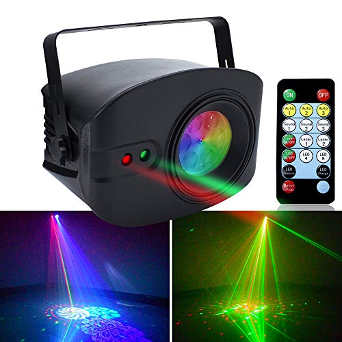 AKEPO 13W Party Lights Stage Laser Light, LED Laser Effect and 52 LED Patterns (48+4 large) Sound Activated Stage Projection Effect Light Strobe Light for DJ Laser Light Show/Disco/Party/Festival Gift