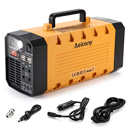 Aeiusny Portable Solar Generator 500W 288WH UPS Power Station Emergency Battery Backup Power Supply Charged by Solar/AC Outlet/Car for CPAP Laptop Home Camping