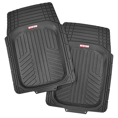 Motor Trend OF-933-BK Black Deep Dish Rubber Floor Mats All-Climate All Weather Performance Plus Heavy Duty Liners Odorless