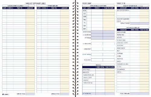 Adams Bookkeeping Record Book, Weekly Format, 8.5 x 11 Inches, White (AFR70)