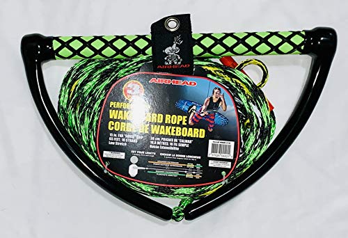 Kwik Tek Airhead Watersports Wakeboard Rope, 15 in. Eva “Squid” Grip, 65 Feet, 16 Strand, Low Stretch