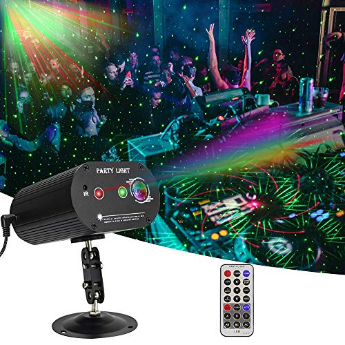 AZIMOM LED Party light DJ Disco Stage Strobe light 36 Patterns RG Laser Light 3Lens Sound Activated led Projector for Party Christmas Halloween Birthday Wedding Karaoke KTV Club Indoor Decoration