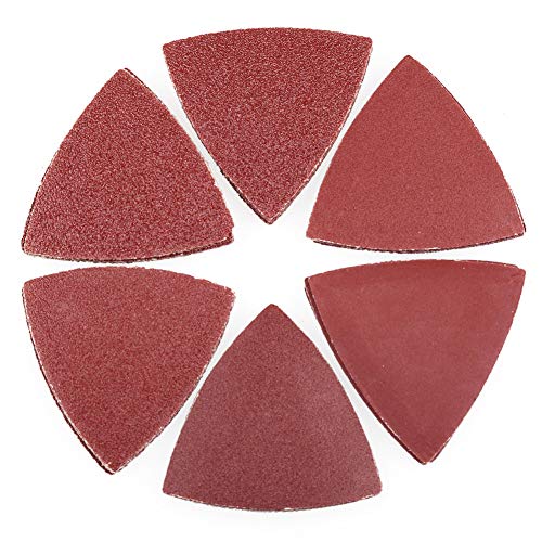 Sanding Pads for Oscillating Multitool - 60PCS Hook and Loop Sandpaper, 40 60 80 120 180 240 Assorted Grits Triangle Sanding Sheets by LotFancy, 3-1/8 Inch (80mm)