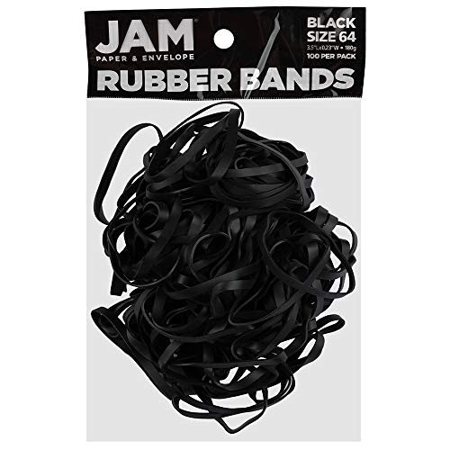 JAM PAPER Durable Rubber Bands - Size 64 - Black Multi-Purpose Rubberbands - 100/Pack