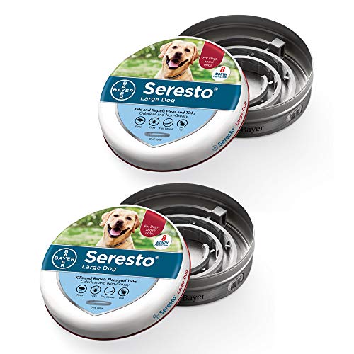Seresto Flea and Tick Collar for Dogs, 8-Month Flea and Tick Collar for Large Dogs 2 Pack, Over 18 Pounds