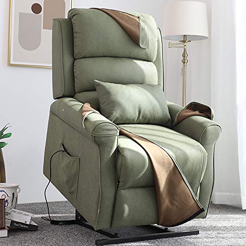 Irene House Power Lift Chair Modern Transitional Chair Lifts for Elderly Up to 300 LBS Soft Breath Suede Fabric Sofa Lift Chairs Recliners Power Lift Recliner with Side Pocket (Sage)