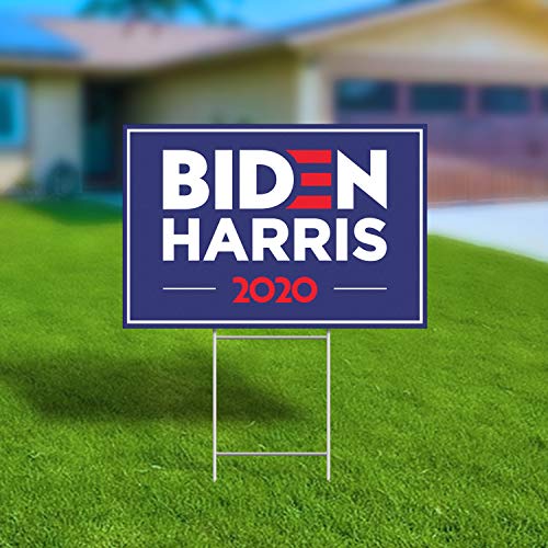 Biden Harris 2020 Yard Sign 12' x 18' Large Corrugated Plastic Yard Sign with H-Frame Stake, UV and Weather Resistant