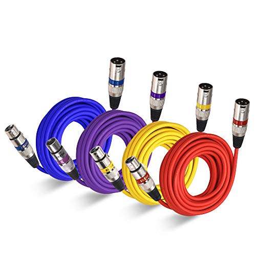 EBXYA XLR Microphone Cable 25 Feet 4 Color Packs - 3 Pins Balanced XLR Mic Patch Cable Male to Female