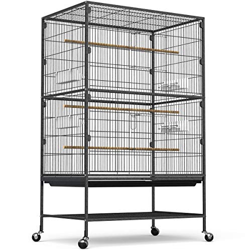 Yintatech 52-inch Wrought Iron Large Flight Bird Cage with Rolling Stand for Parakeet, Canary, Finch, Lovebird, Parrotlet, Conure, Cockatiel