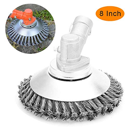 BGTOOL 8 inch Rotary Weed Brush Joint Twist Knot Steel Wire Wheel Brush Disc Trimmer Head 25.4mm x 150mm Universal fit Straight Shaft Trimmer for Sthil Honda etc