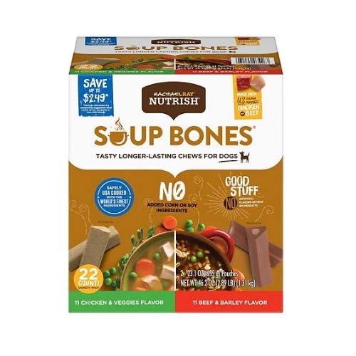 Rachael Ray Nutrish Soup Bone Dog Treat Variety Pack, Beef & Chicken (22 ct.)