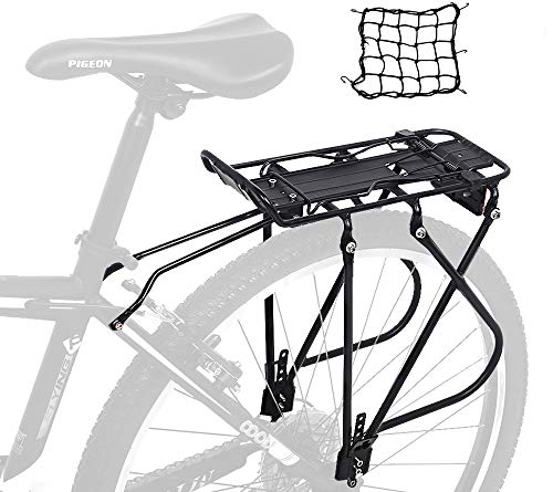 Dirza Bike Cargo Rack Rear Bike Rack for Back of Bike - Height Adjustable for 24'-28' Frames - for Non-Disc Brake Bike - 55 lbs Capacity