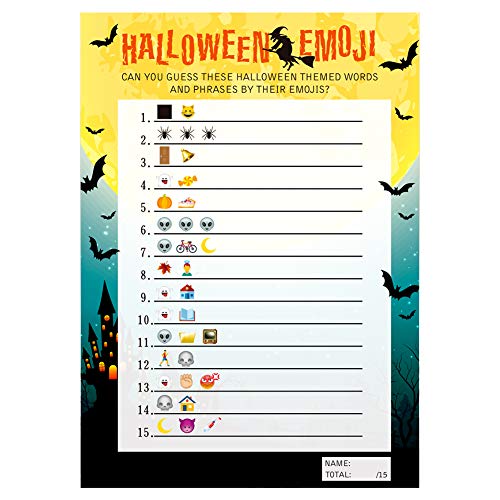 SICOHOME Halloween Party Emoji Game,25 Players Fun School Classroom Party Supplies Activity for Kids, Adults, Groups