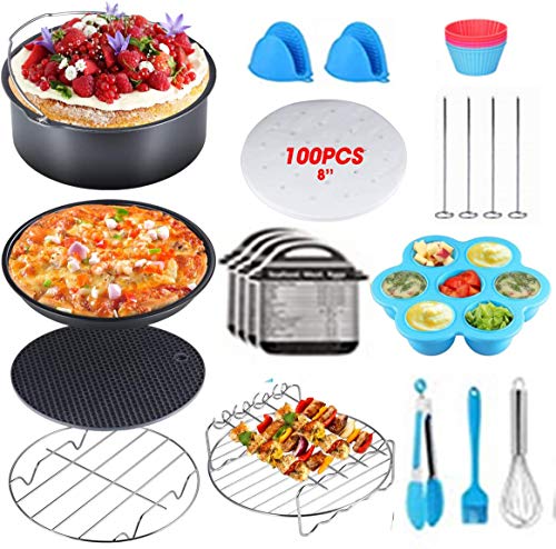 Air Fryer Accessories for Baking Basket Pizza Plate Grill Pot Kitchen Cooking Tool,8in Deep Fryer Accessories