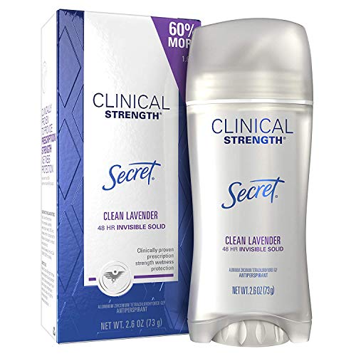 Secret Antiperspirant Clinical Strength Deodorant for Women, Invisible Solid, Clean Lavender, 2.6 oz