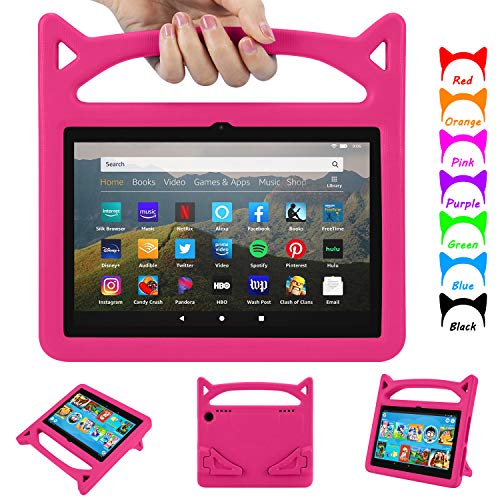 Fire HD 8 Case 2020, All-New Fire HD 8 Plus Tablet Case(10th Generation, 2020 Release)-Auorld Light Weight Shock Proof Handle Friendly Stand Kids-Proof Case for Amazon Kindle Fire HD 8 Tablet (Rose)