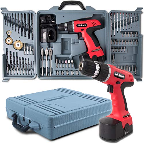 Hi-Spec 18V 800mAh Power Cordless Variable Speed Drill Driver with 89 Piece Drill & Screwdriver Bits, Sockets and Brushes for DIY, Carpentry, Repair With Carry Case