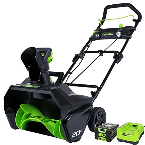 Greenworks 2600402 Pro 80V 20-Inch Cordless Snow Thrower, 2Ah Battery & Charger Included