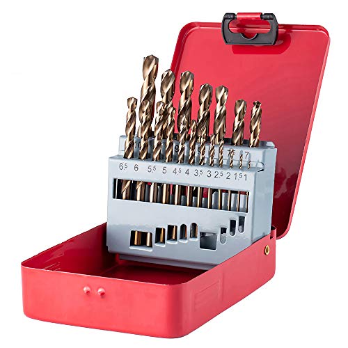 Hymnorq Metric 1mm to 10 mm Straight Shank M35 Grade Cobalt Steel Jobber Length Twist Drill Bits Set of 19pcs for Metals, Packed in Indexed Metal Case