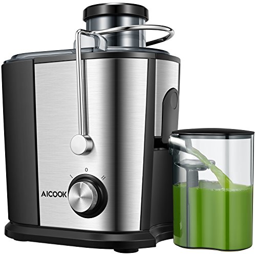 Juicer Wide Mouth Juice Extractor, Aicook Juicer Machines BPA Free Compact Fruits & Vegetables Juicer, Dual Speed Centrifugal Juicer with Anti-drip Function, Stainless Steel Juicers Easy to Clean