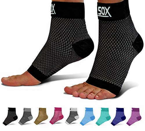 SB SOX Compression Foot Sleeves for Men & Women - BEST Plantar Fasciitis Socks for Plantar Fasciitis Pain Relief, Heel Pain, and Treatment for Everyday Use with Arch Support (Black, Medium)